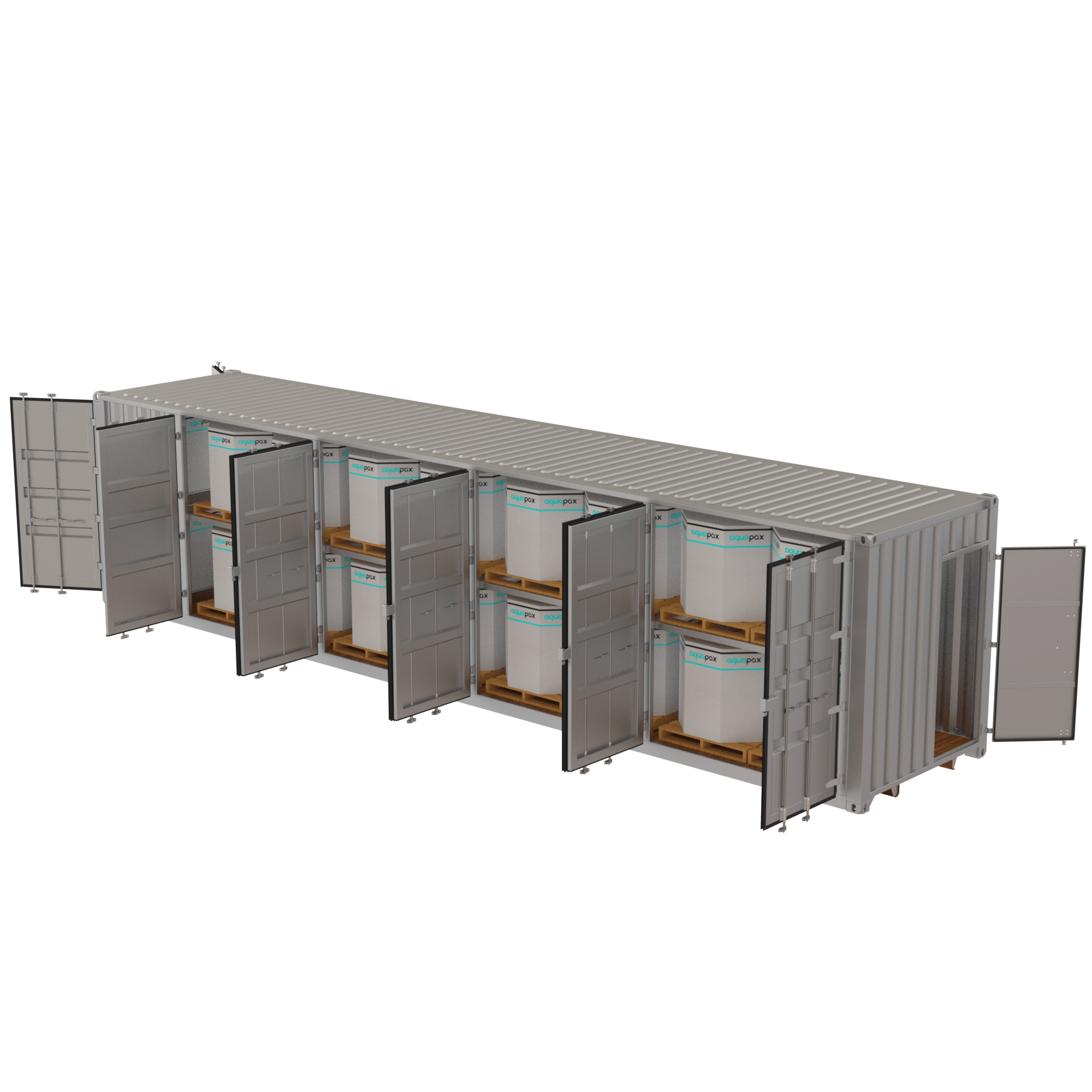 18,000 Litre 40-Foot Bulk Water Hydration Station with certified mid-rack for nine water pods